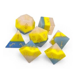 Norse Foundry Zircon Pride Dice Pansexual - 7 Piece Rpg Set Zircon Glass Dice