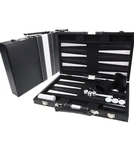 Backgammon 15 Inch Black with White Stripe Case