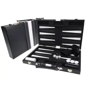 Backgammon 15 Inch Black with White Stripe Case