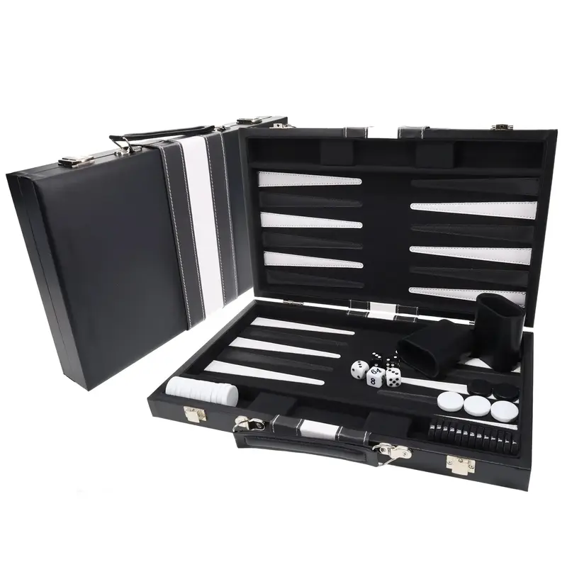 Backgammon 15 Inch Black with White Stripe Case