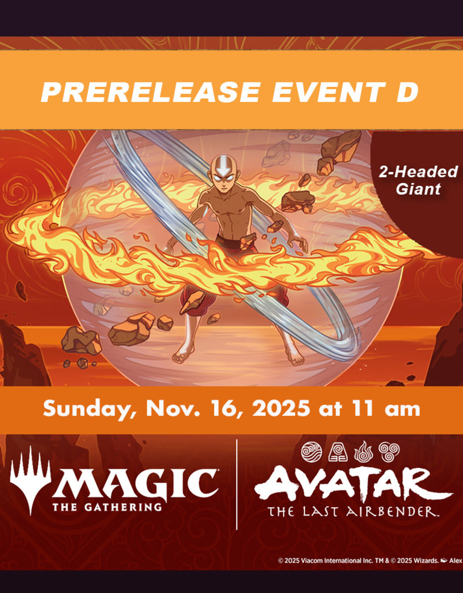 Wizards of the Coast MTG Avatar Prerelease 2HG EVENT D (SUN, Nov. 16, 11:00 am)