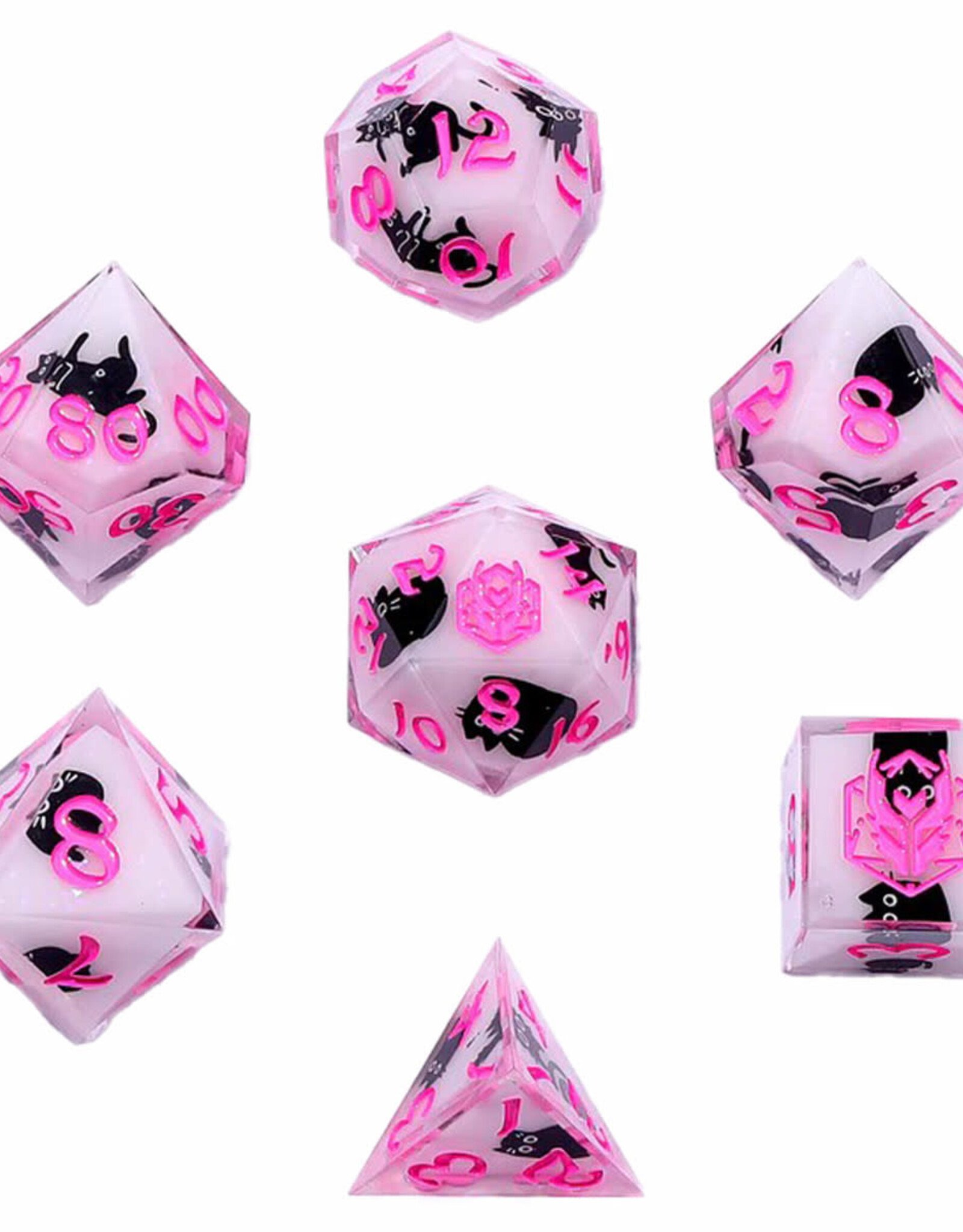 Hymgho Premium Dice Dice  Captured Magic Sharp Edge Resin: Scaredy Cat 7 set