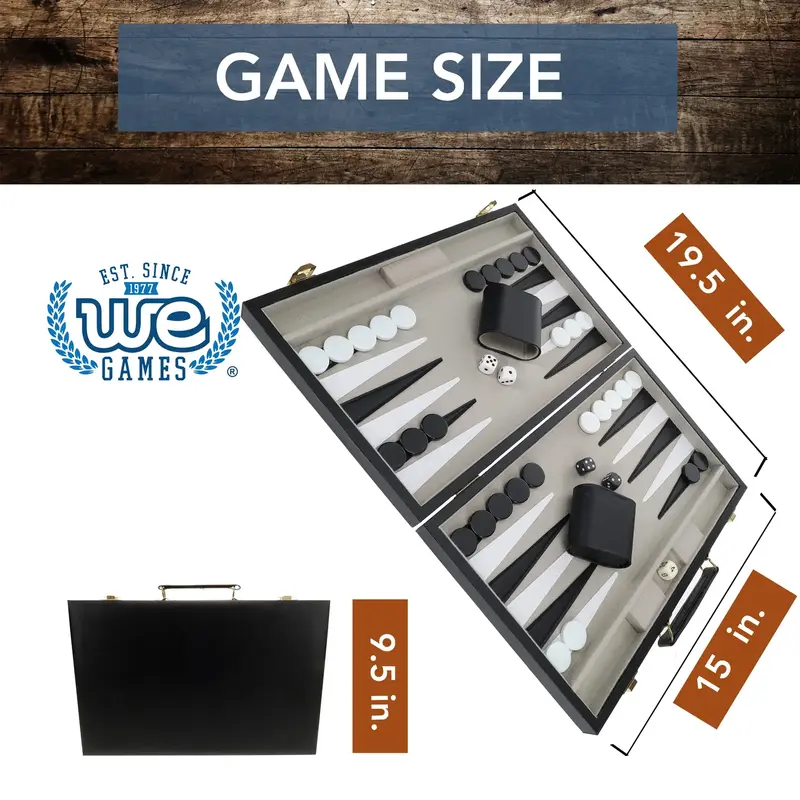 Backgammon 15 Inch Black Case