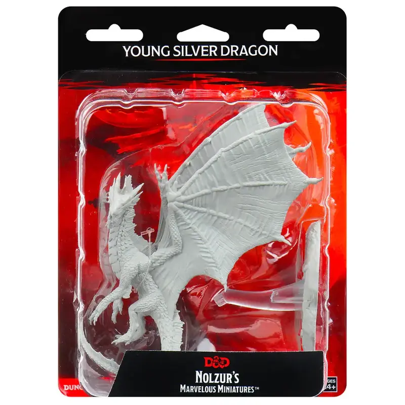 Wizkids D&D Unpainted Minis: Young Silver Dragon