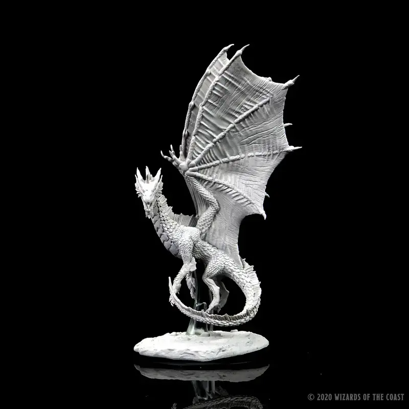 Wizkids D&D Unpainted Minis: Young Silver Dragon