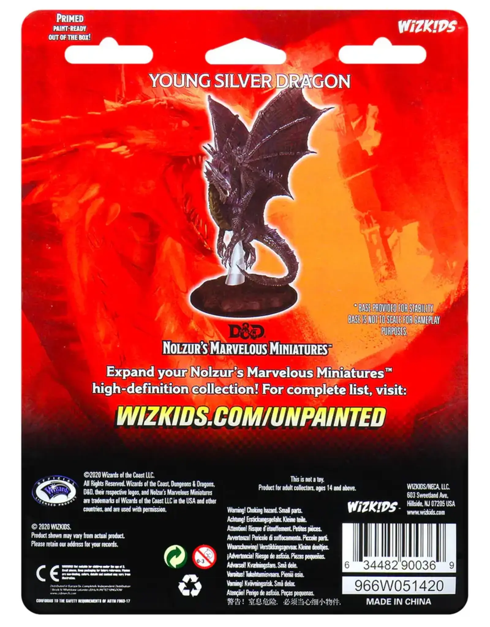 Wizkids D&D Unpainted Minis: Young Silver Dragon