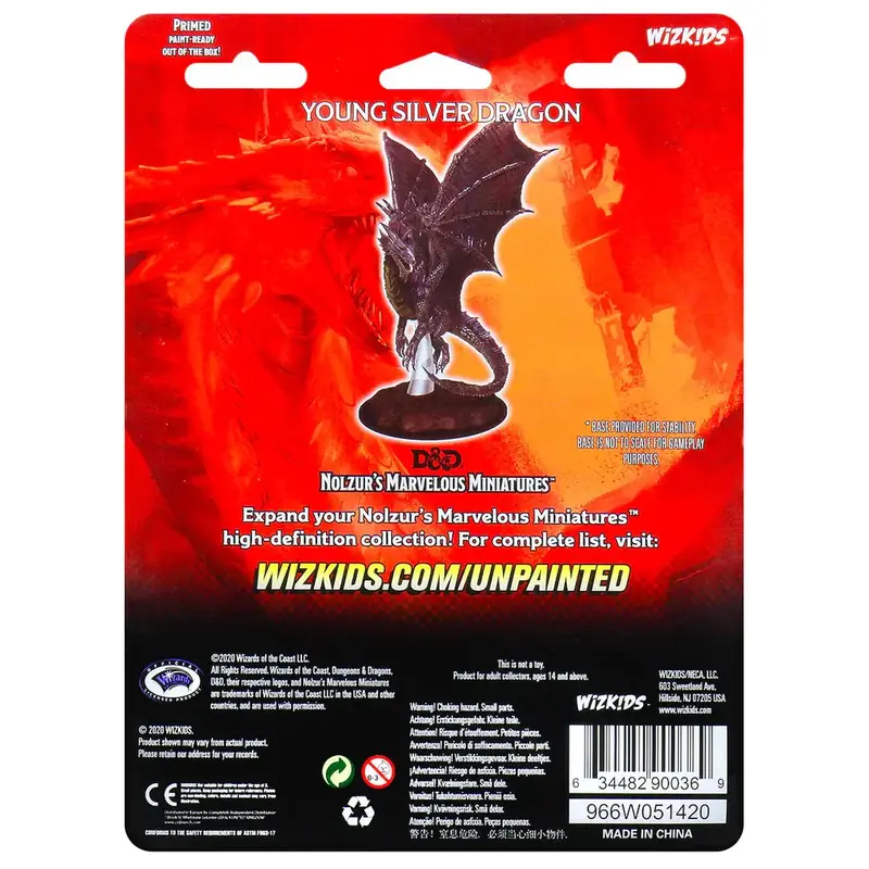 Wizkids D&D Unpainted Minis: Young Silver Dragon