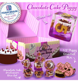 Faire Foam Brain Games RPG Dice (7) Chocolate Cake Piggy