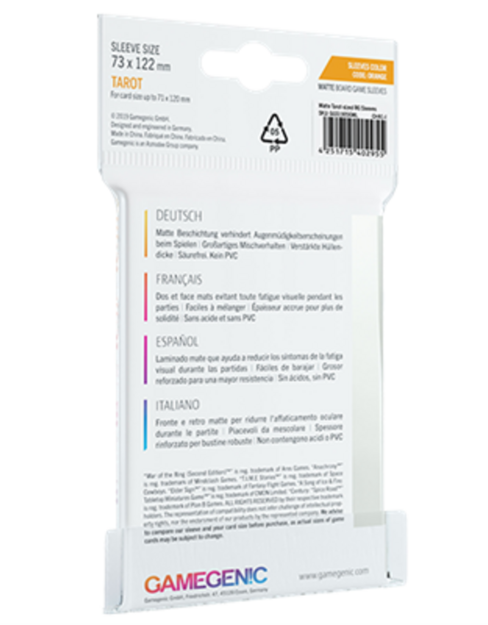 Matte Board Game Sleeves: Tarot (50) (Orange)