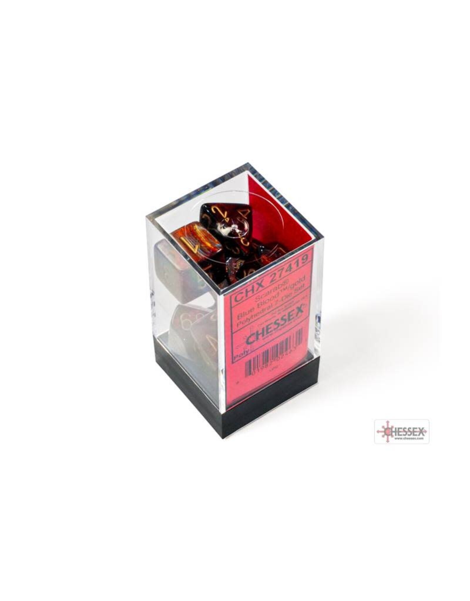 Chessex Chessex RPG Dice (7) Scarab Blue Blood/Gold