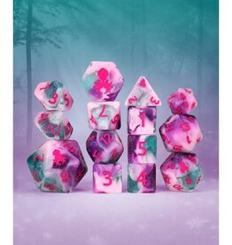 Guinevere 14pc Dice Set Inked in Pink