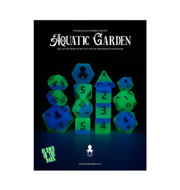Aquatic Garden 14pc Glow in the Dark Dice Set Inked in Blue