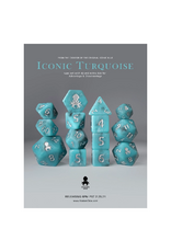 14pc Iconic Turquoise Polyhedral Dice Set with Silver Ink
