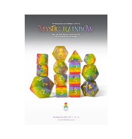 Mystic Rainbow 14pc Dice Set Inked in Gold