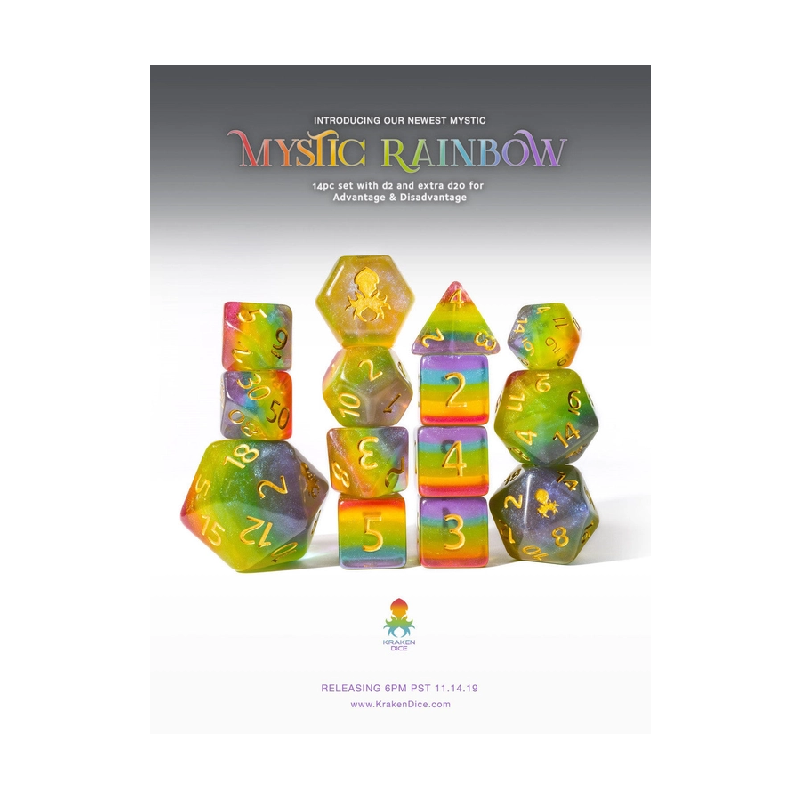 Faire Kraken RPG Dice (7) Mystic Rainbow