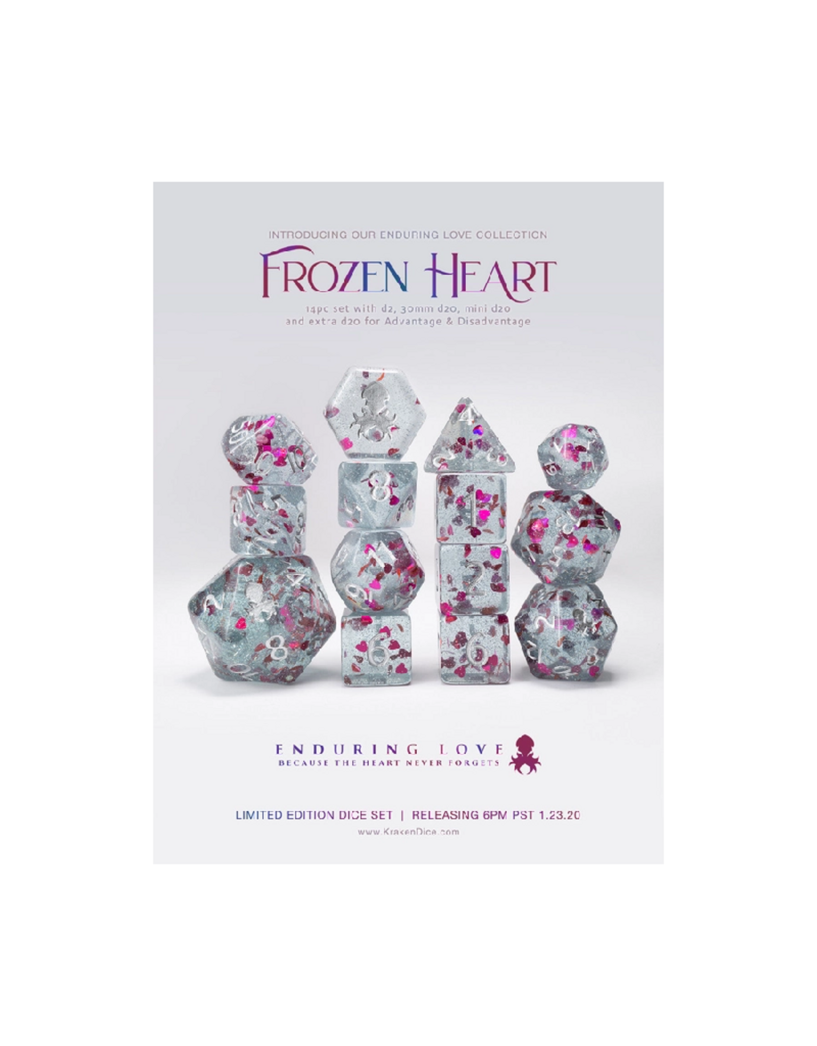 Frozen Heart - Blue with Red Hearts 14pc Limited Edition Dice Set