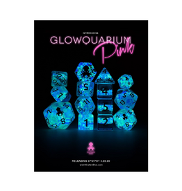 Faire Glowquarium Pink 14pc Polyhedral Dice Set with Glow in the Dark Particles