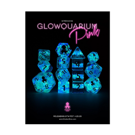 Faire Glowquarium Pink 14pc Polyhedral Dice Set with Glow in the Dark Particles