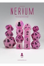 Nerium 14pc Glow in the Dark Dice Set with Dark Purple Ink