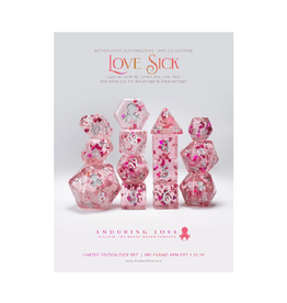 Love Sick - Pink with Red Hearts 14pc Limited Edition Dice Set