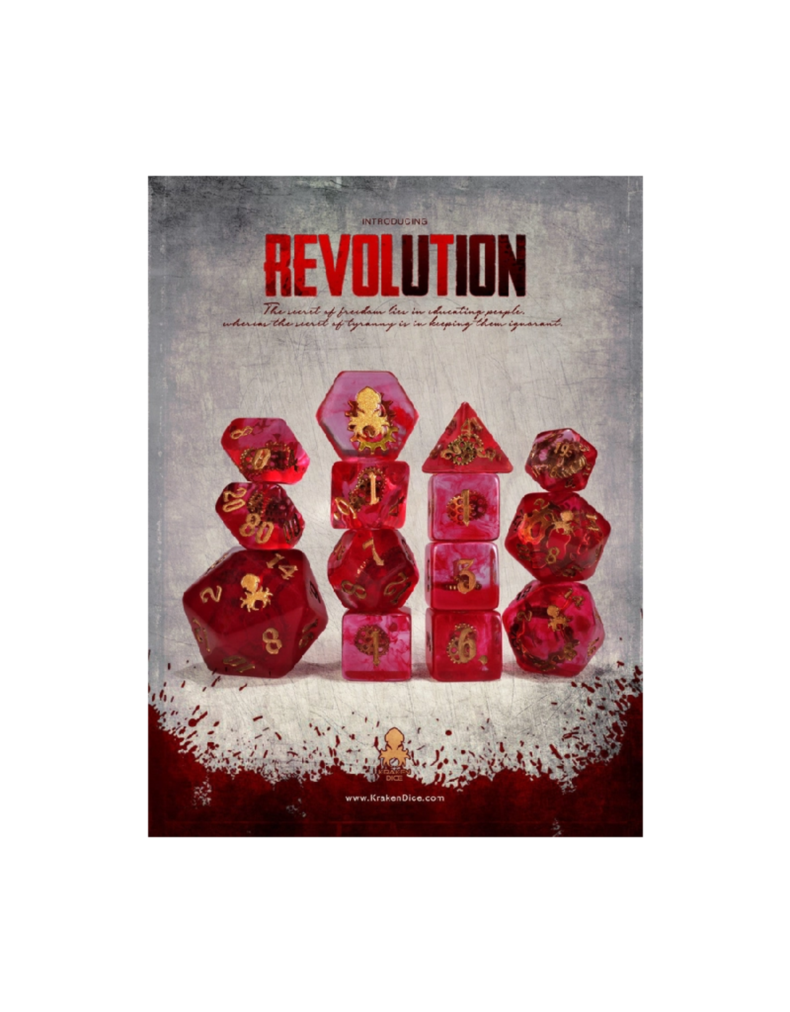 Revolution 14pc Brass Ink Dice Set