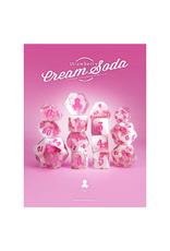 Strawberry Cream Soda 14pc Ttrpg Dice Set with Pink Ink