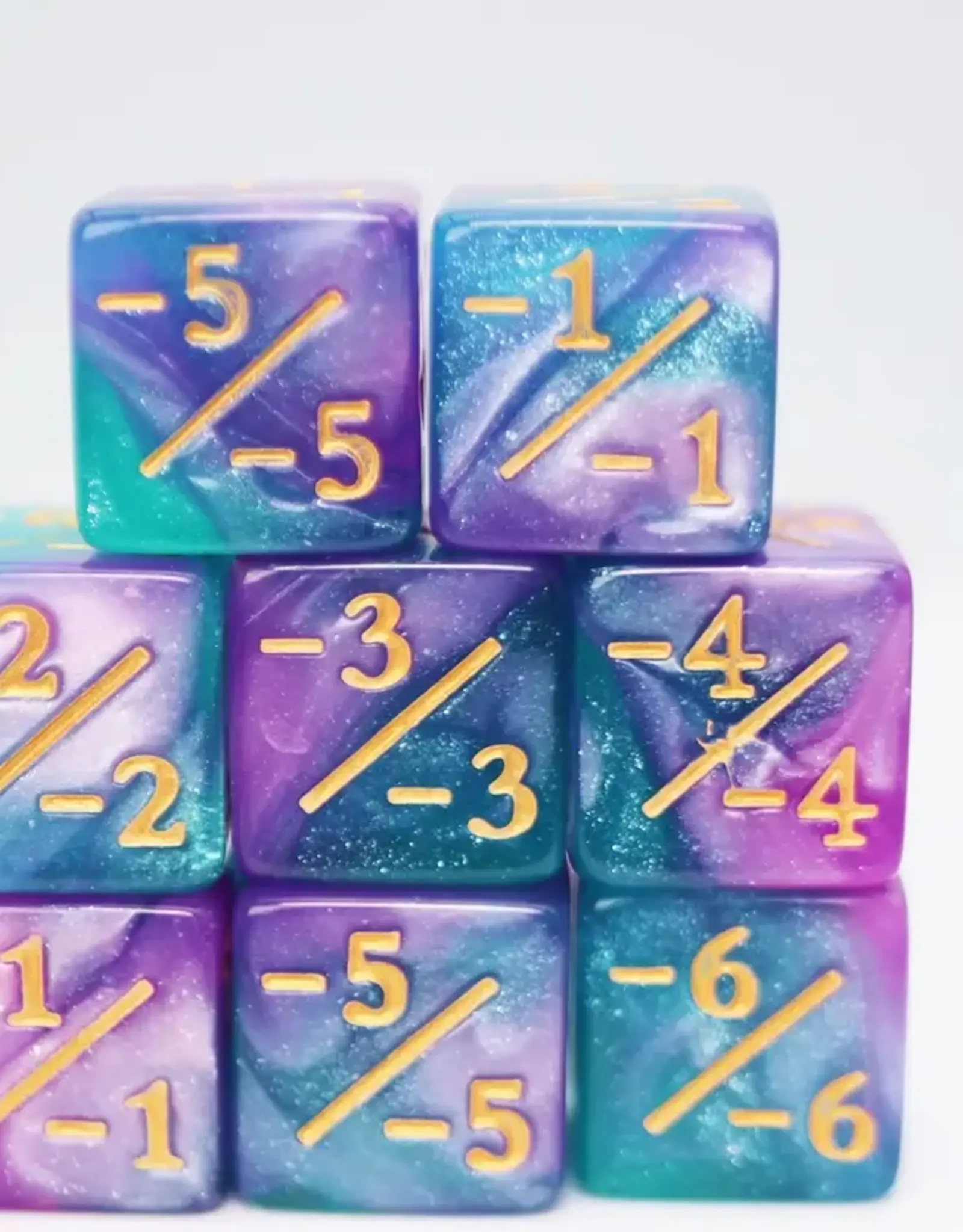 Faire Foam Brain Games -1/-1 Counters Light Blue and Purple Glitter