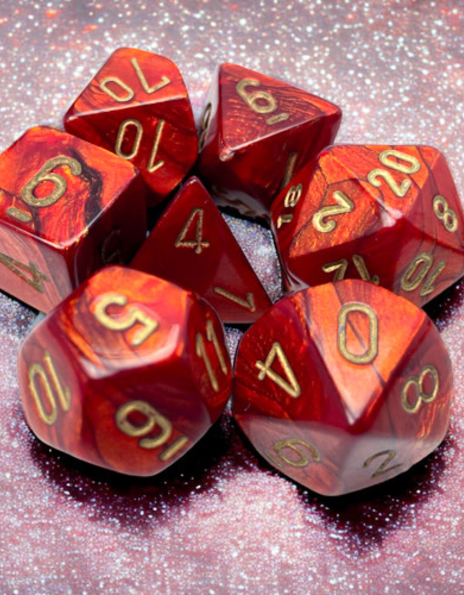 Chessex Chessex RPG Dice (7) Scarab Scarlet/Gold