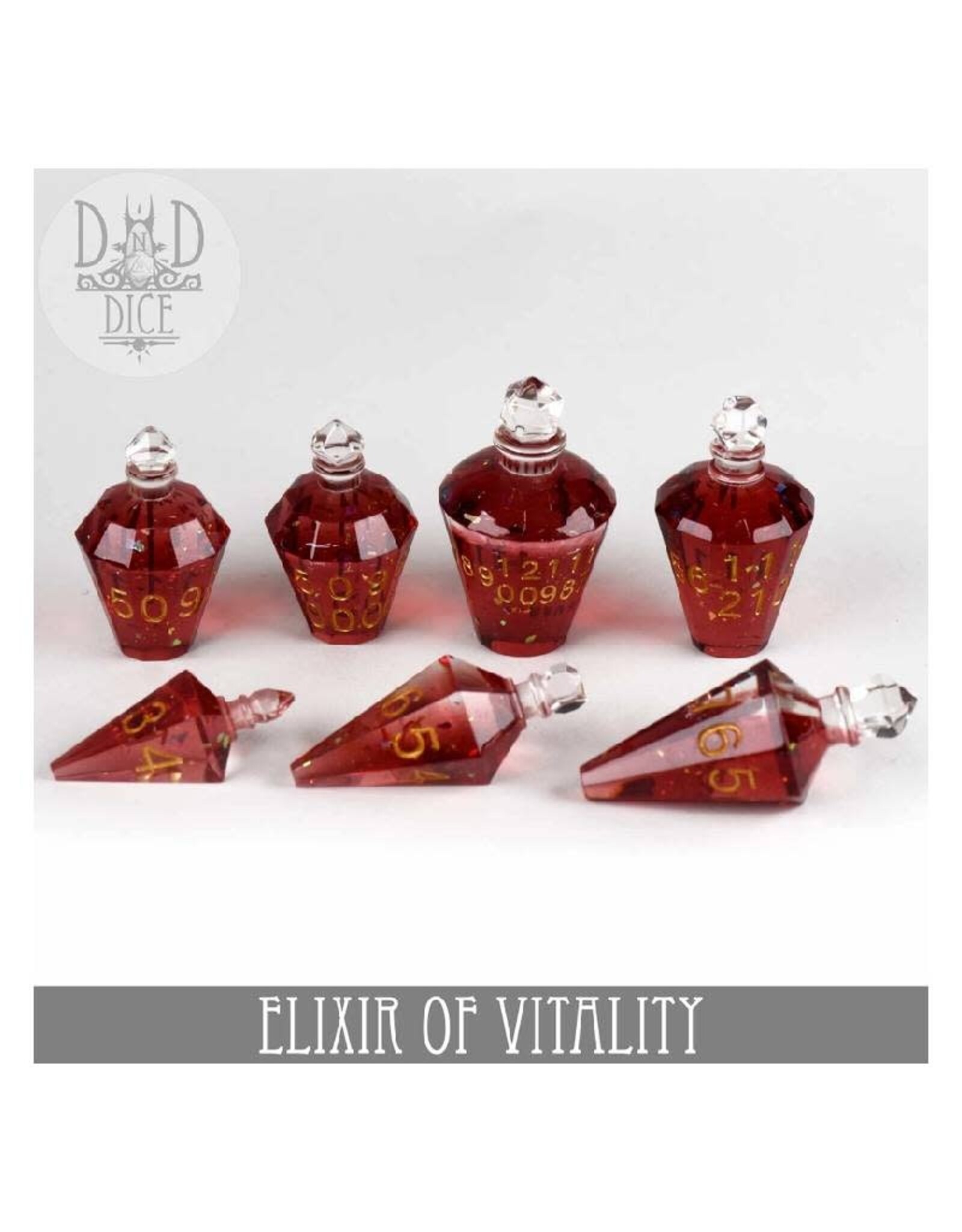 Dnddice Dice Set: Elixer of Vitality (handmade)