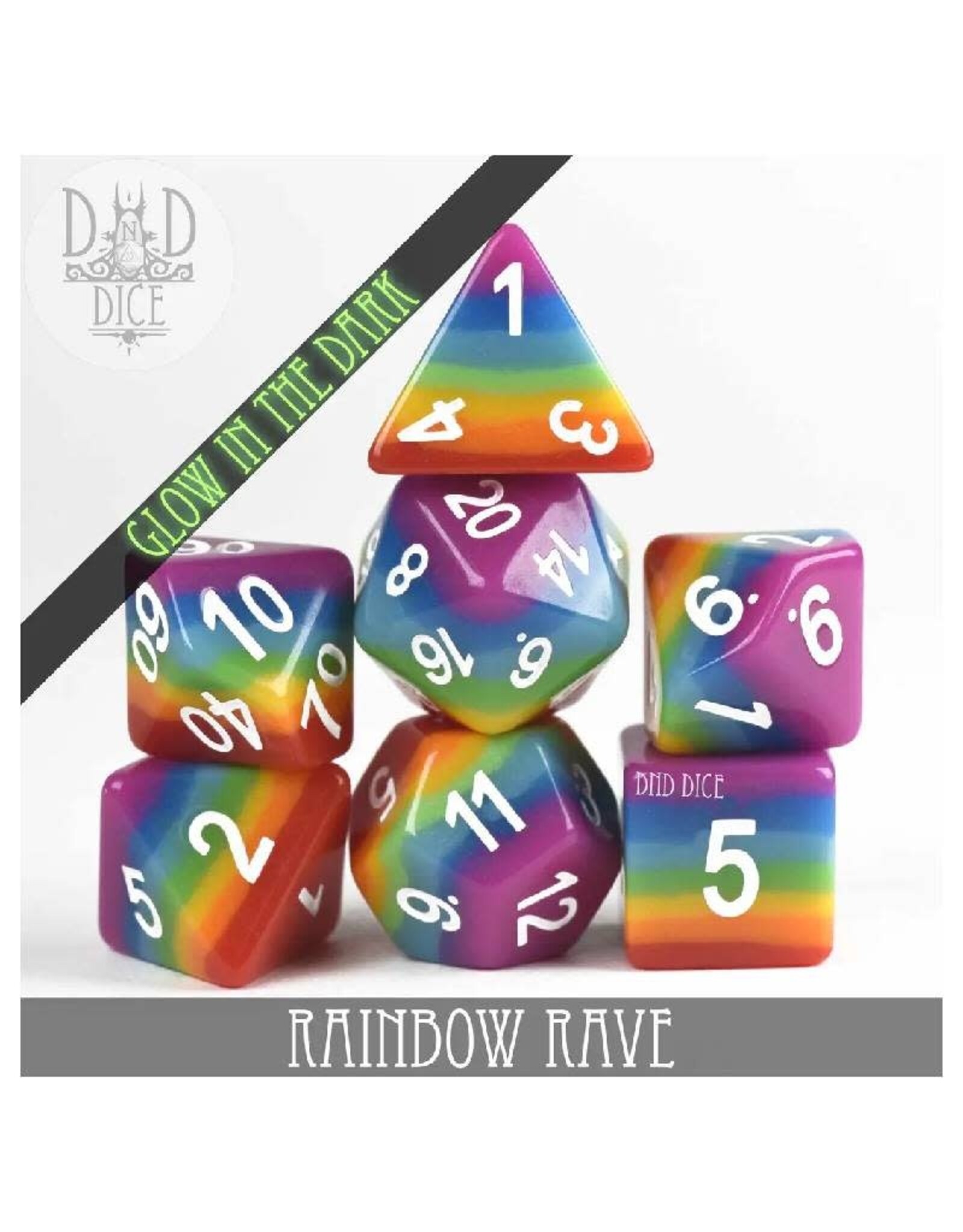 Dnddice Dice Set: Rainbow Glow