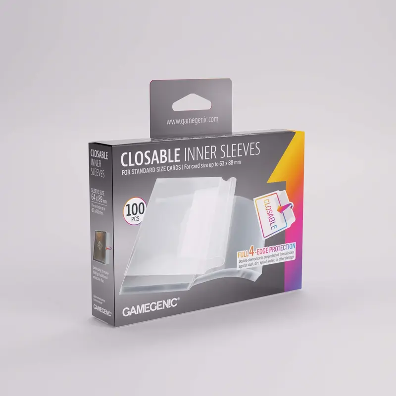Closable Inner Sleeves: Standard Card Game (100) Clear