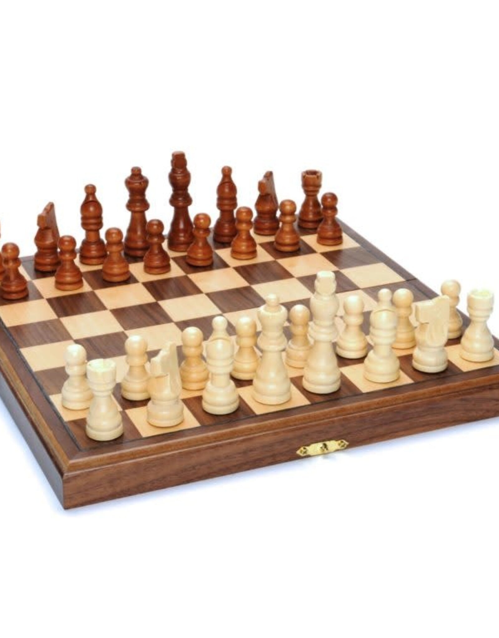 Chess Set: Wood 11 Inch Walnut Folding Board