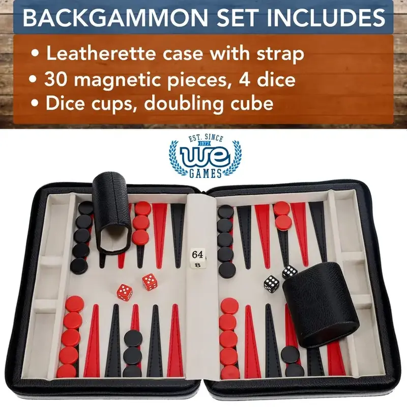 Backgammon: 15 Inch Magnetic Black and Red