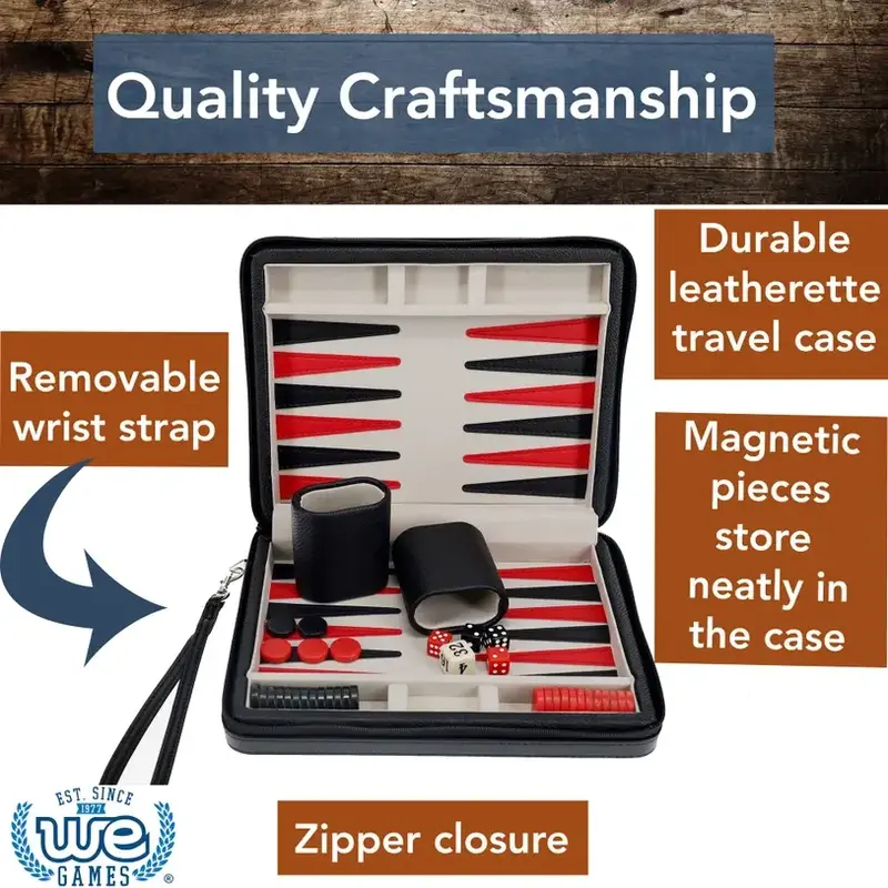 Backgammon: 15 Inch Magnetic Black and Red