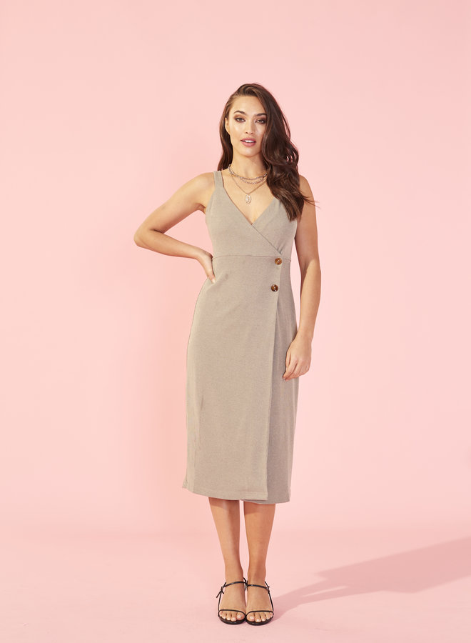 Side Button Midi Dress