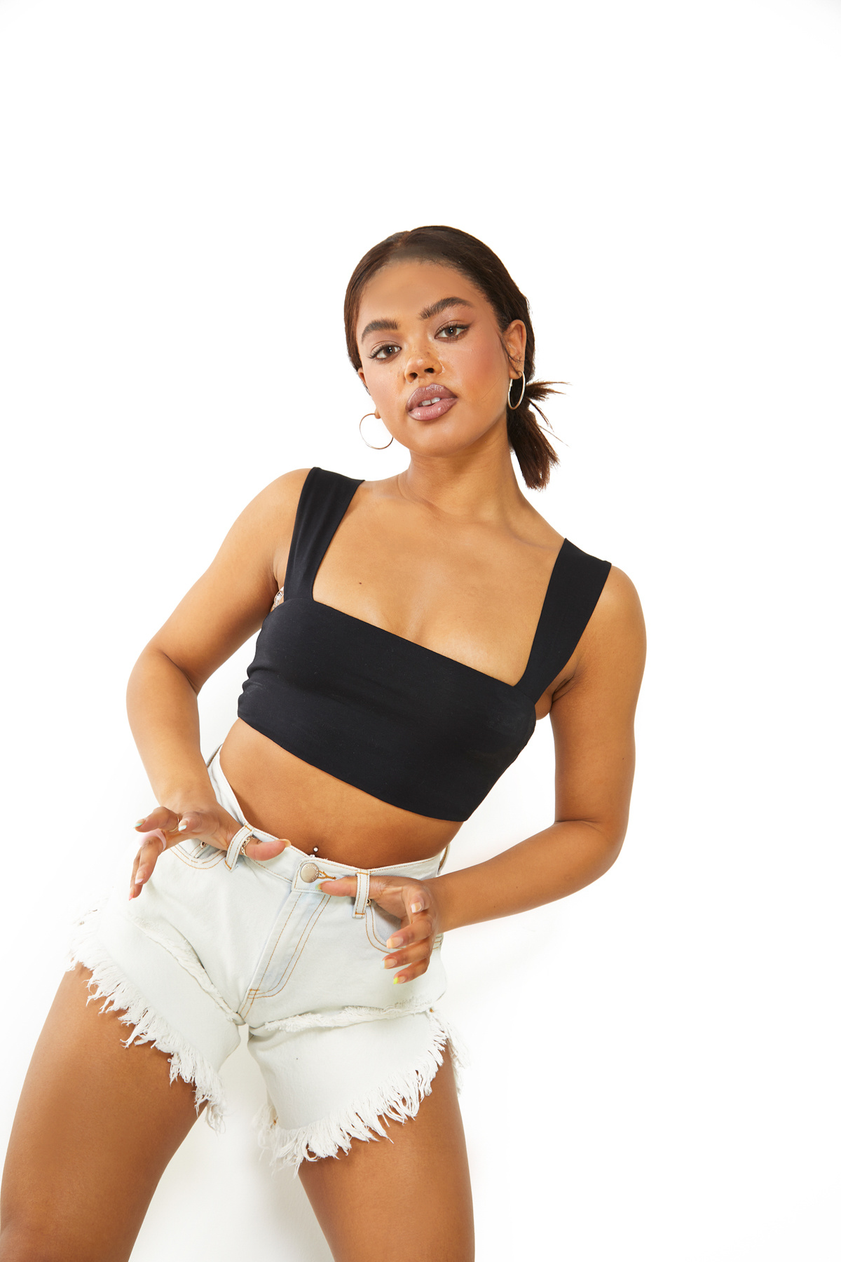 Black Ribbed Crop Top