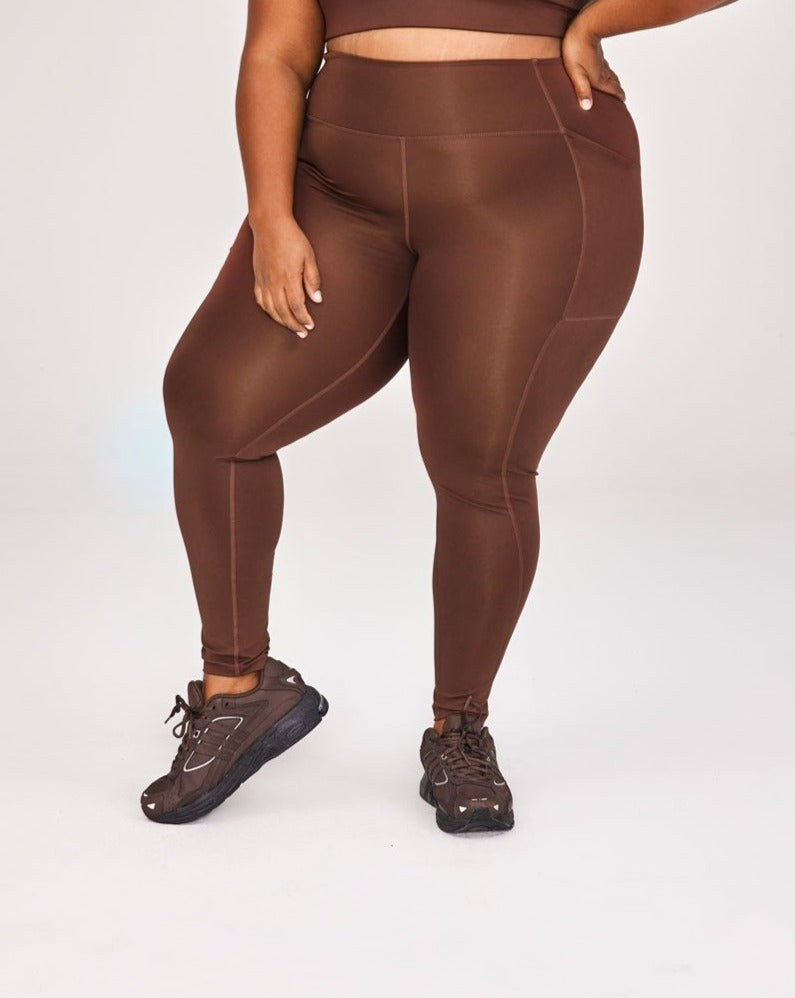 Women Solid Leggings - Brown, One Size 