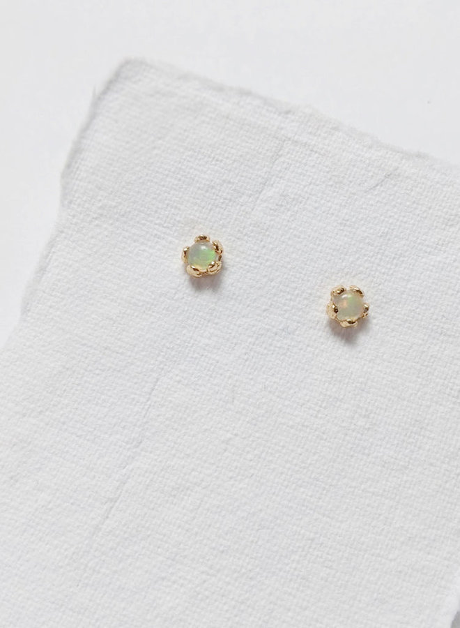 Tiny Opal Flower Stud