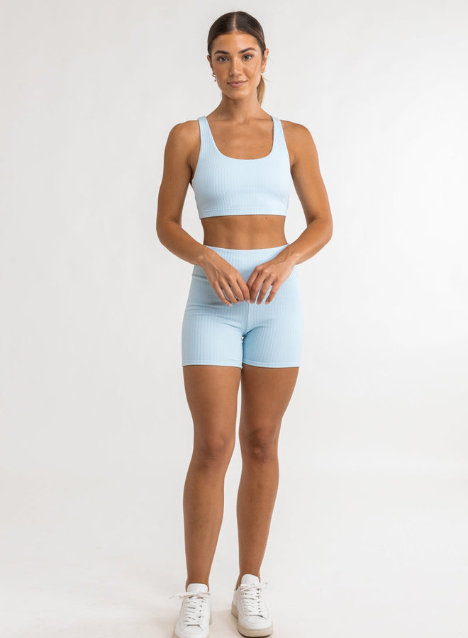 Elle Ribbed Crop Top - Blue Smoke