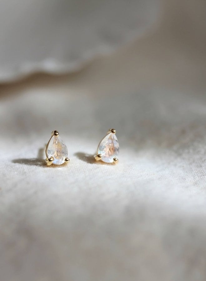 Moonstone Pear Stud