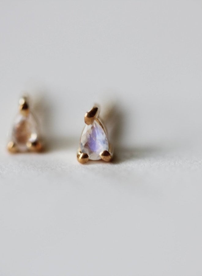 Tiniest Moonstone Teardrop Stud