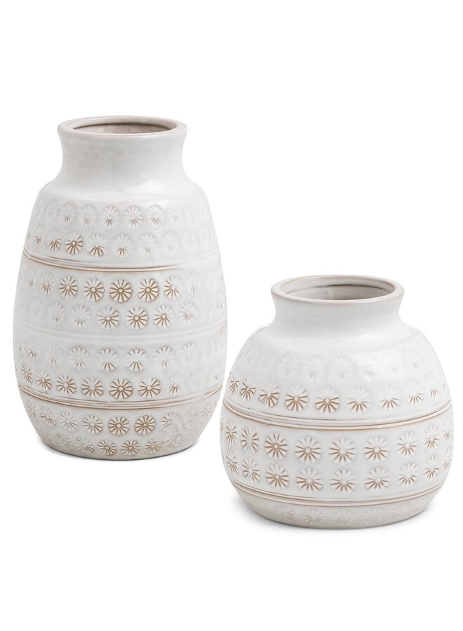 Bella Porcelain Embossed Vase - L