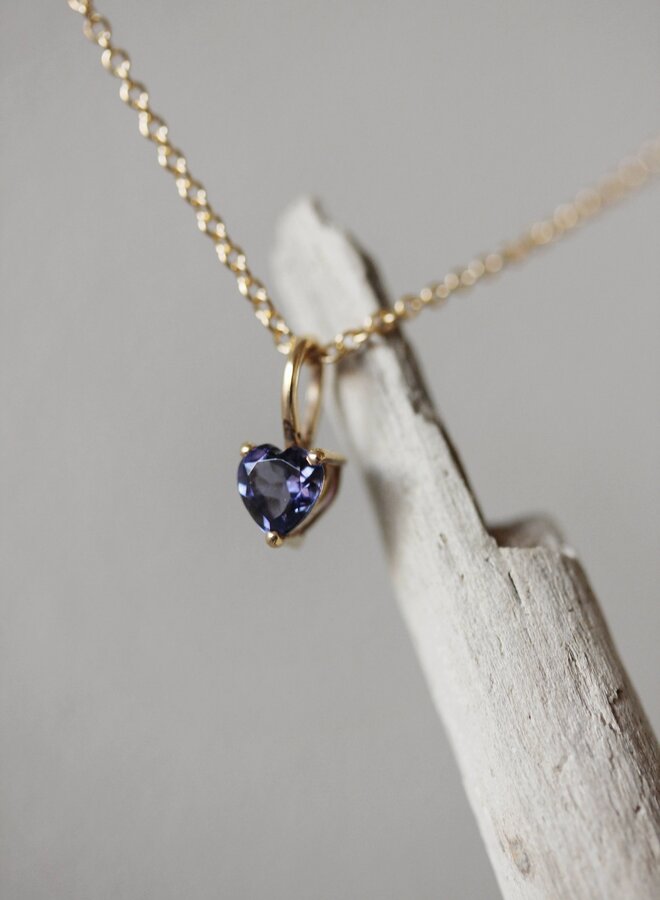 Tiny Iolite Heart Necklace