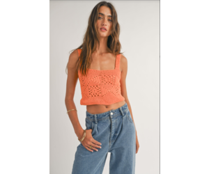 サルセーション SALSATION Cropped Top Rust XS Sage the Label - Quinn Crochet Crop Top - Orange - - Archer + Arrow