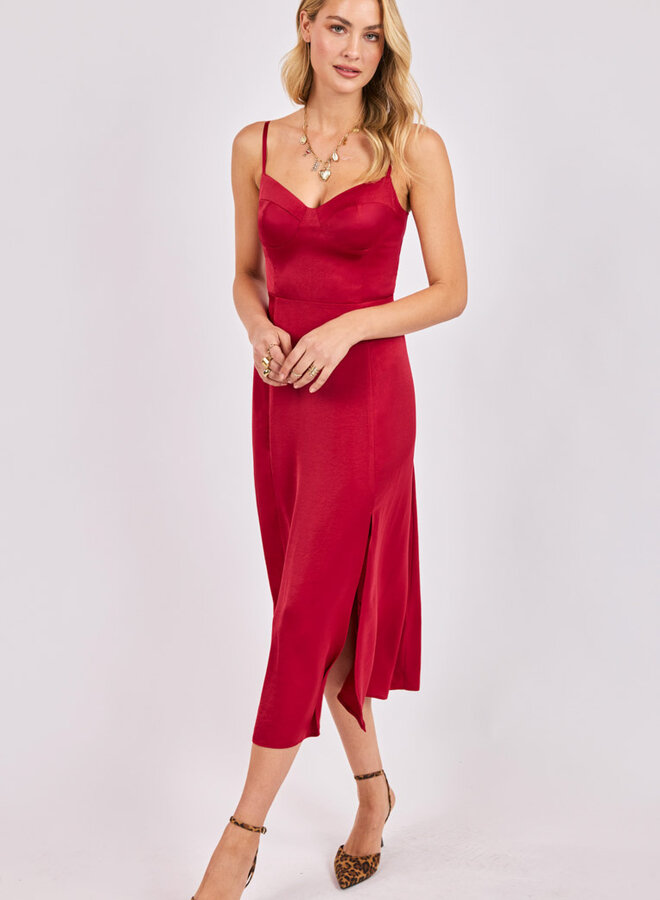 Romy Satin Bustier Bodice Midi Dress