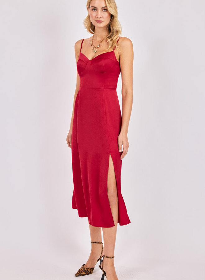 Romy Satin Bustier Bodice Midi Dress
