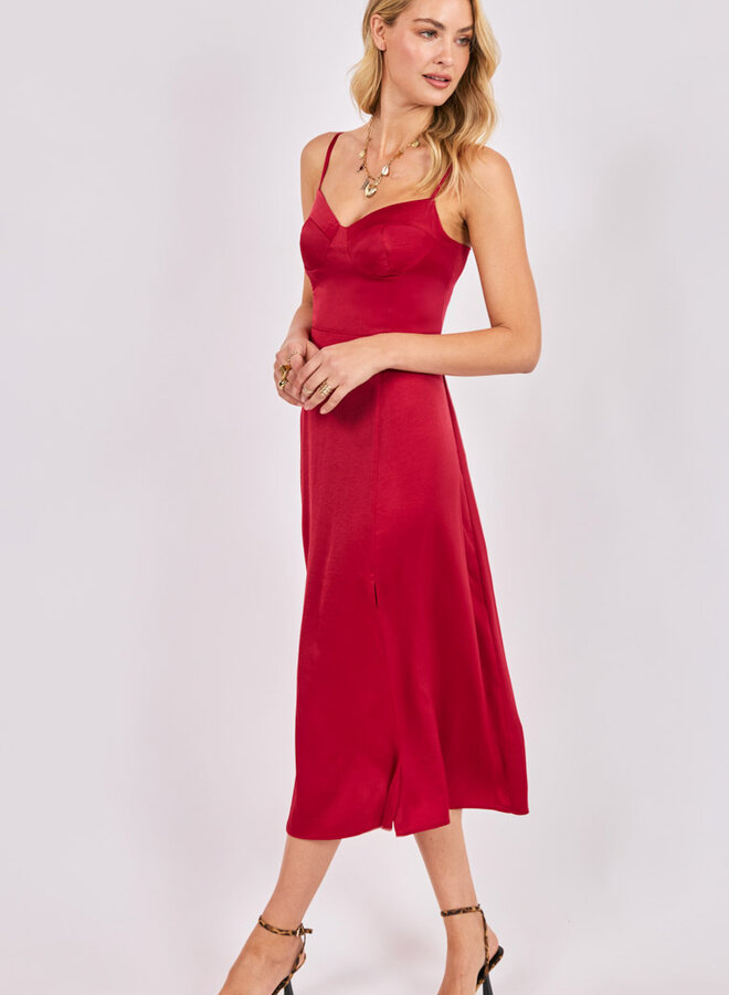 Romy Satin Bustier Bodice Midi Dress