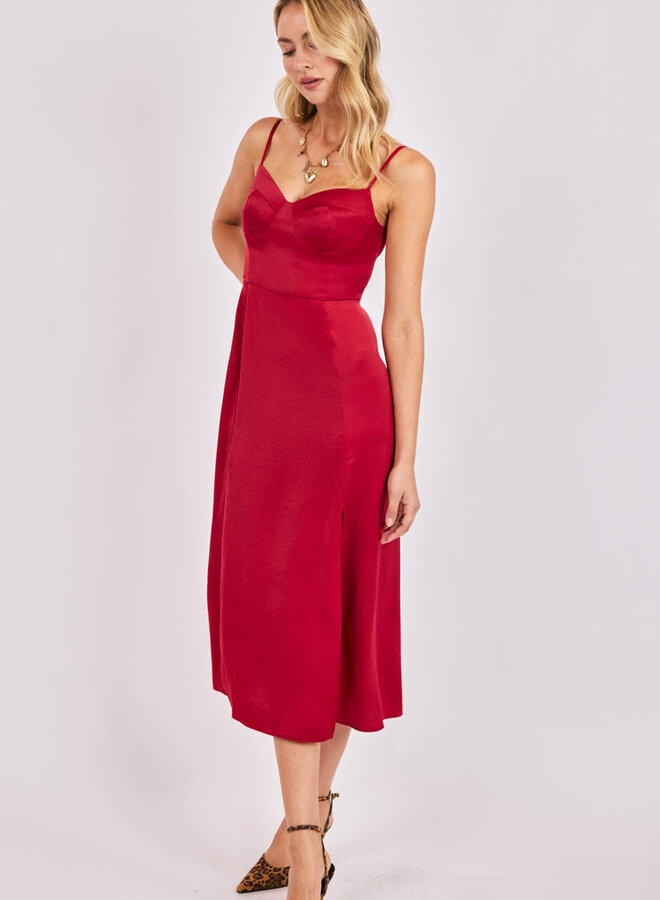 Romy Satin Bustier Bodice Midi Dress