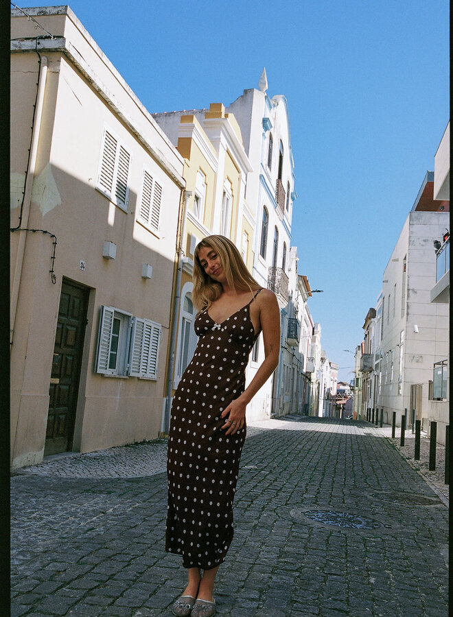 Polka Dot Bias Midi Dress