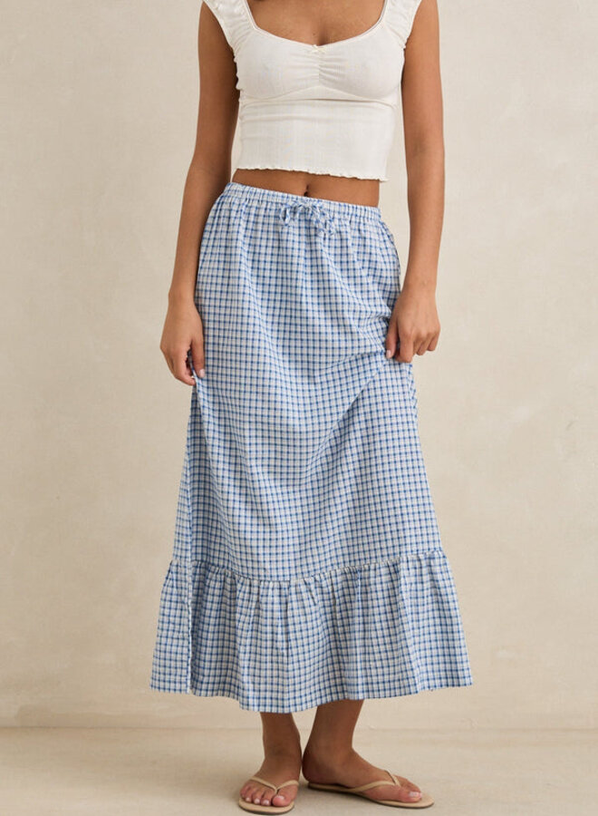 Lola Check Tiered Maxi Skirt